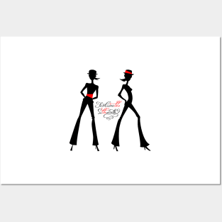 Black silhouette of fashion girls Posters and Art